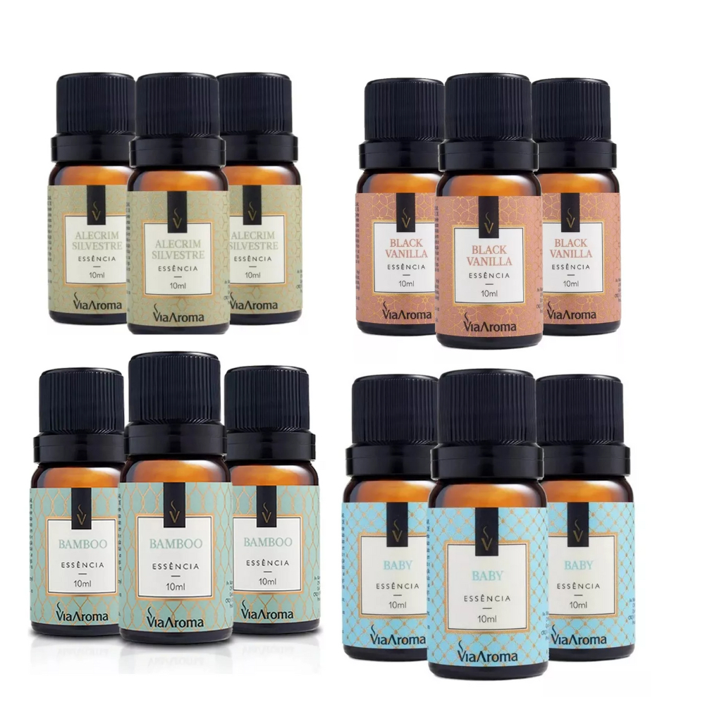 Kit 3 Essência Aromatizante Via Aroma 10ml - Diversos Aromas