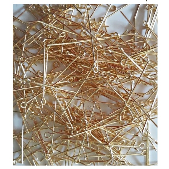 Detalhes do 300 unid Alfinete Contra Pino Metal Dourado 30mm( 300 unidades ) R$ 22,50.
