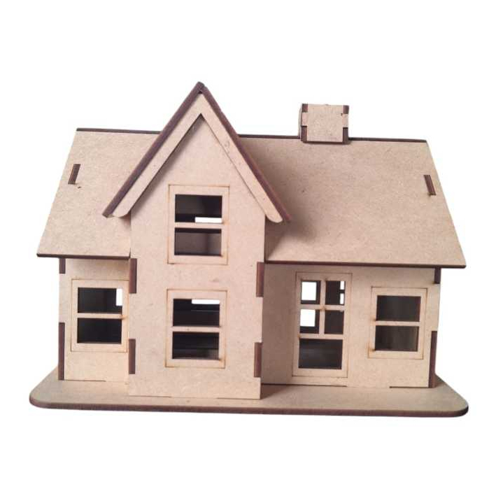 Mini Casinha Maquete Artesanato Casinha Mdf Cru