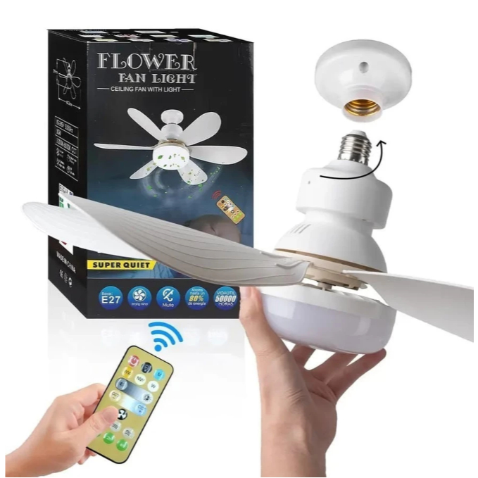 Ventilador de Teto Luz de LED Lâmpada c Controle Remoto Luminária Econômica e Silenciosa 6 lâminas