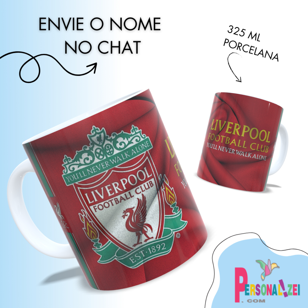 Caneca Personalizada Liverpool Porcelana Coloque Seu Nome Caneca Time Futebol Xícara Personalizada em Oferta na Shopee