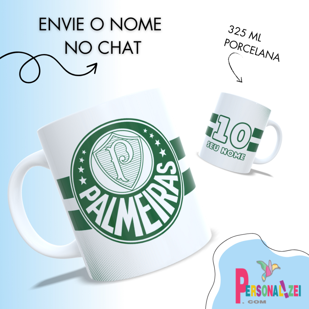 Caneca Personalizada Porcelana Xícara Personalizada Coloque Seu Nome Caneca Time Futebol Verdão em Oferta na Shopee
