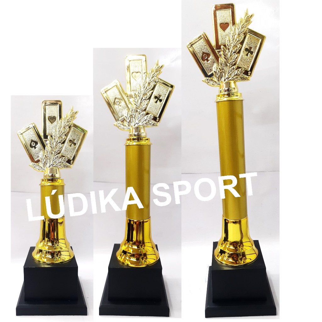 1 a 3 Troféu Baralho 3 Cartas M Ouro 31cm/ 37cm/ 42cm TJA123 {Personalizo} Unitário ou Kit Truco