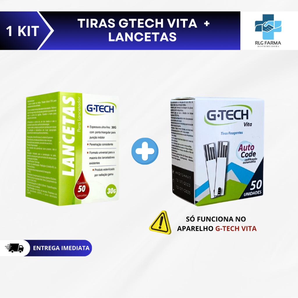 Kit 50/100/150 Tiras Gtech Vita mais Lancetas Gtech <<ENVIO IMEDIATO>>