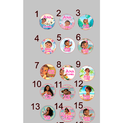 tags MOANA para bola esfera acrílica