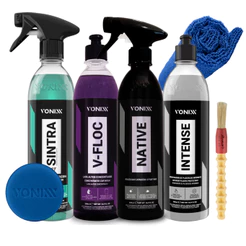 Kit Sintra Fast 500 ml Shampoo V-floc Cera Native Spray Wax Intense Renovador de Plasticos Vonixx
