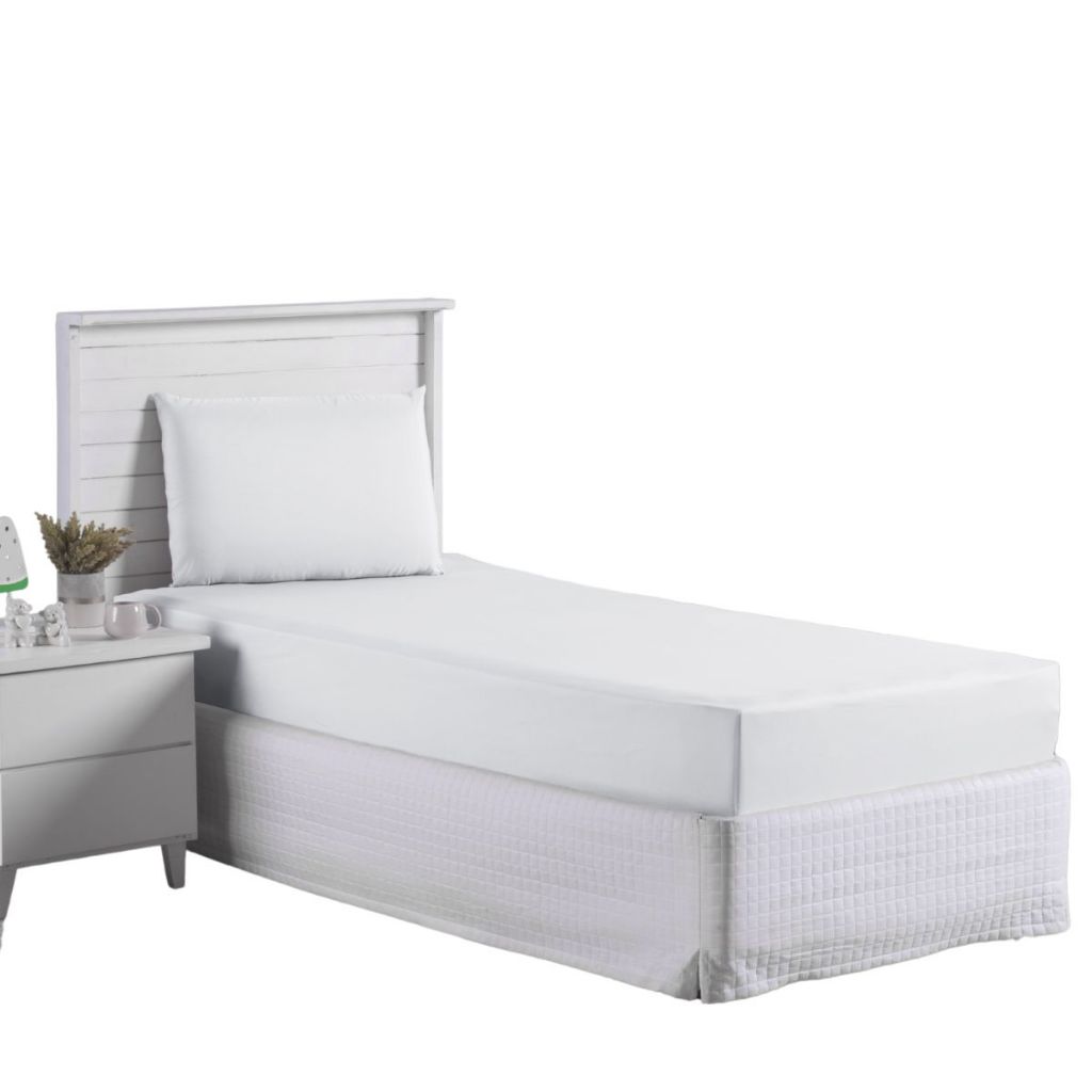 Jogo Lençol Roupa Cama Solteiro Elastico 2 Pçs Fronha Quarto Criança Menino Menina Simples Branco