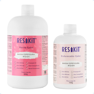 Resina Epóxi Rígida Cristal RESIKIT Uv+ Baixa Viscosidade 450g em Oferta na Shopee