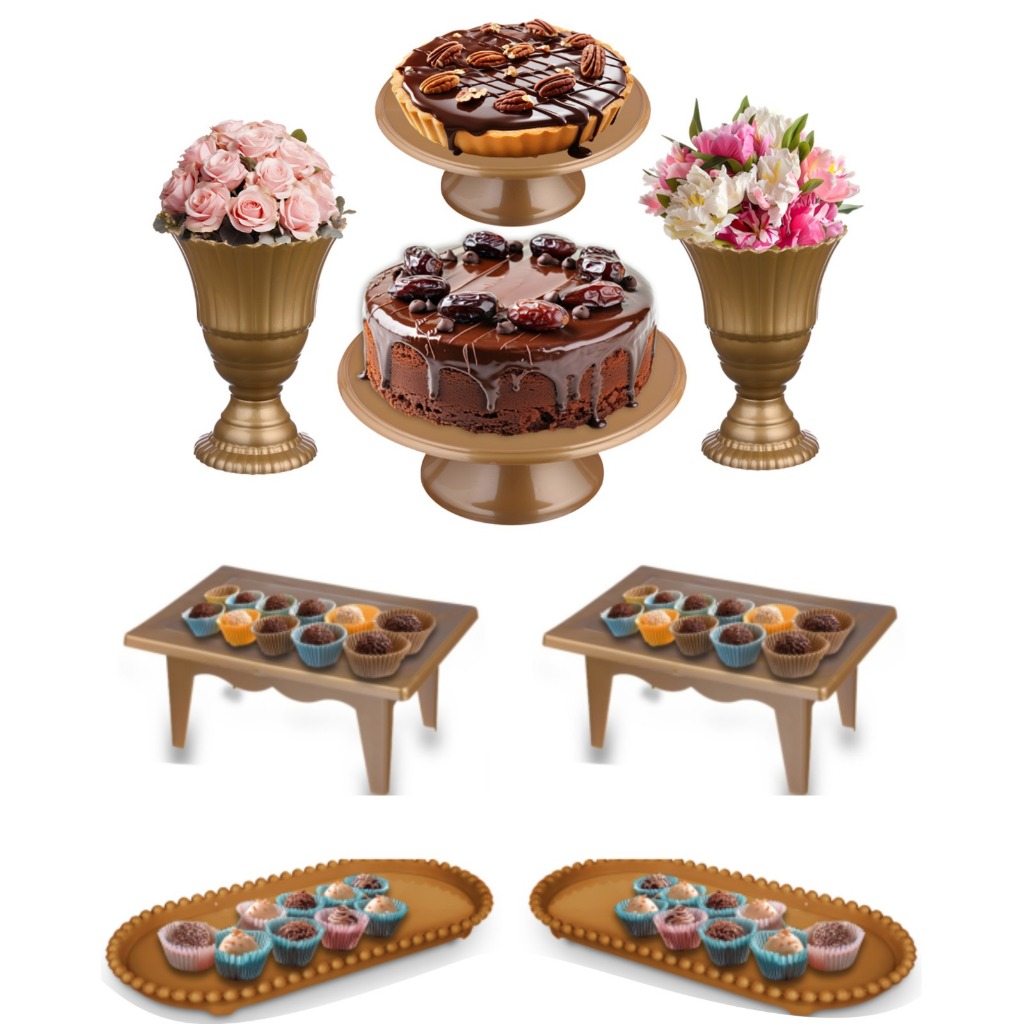 Kit Festa Bandejas Boleiras Vasos Decoração Enfeite - Aniversario 8 Peças em Oferta na Shopee