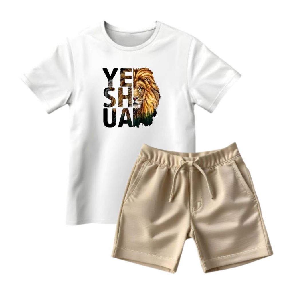 Conjunto Infantil Masculino Básico Camiseta De Algodão Premium Gola Careca Conjunto Juvenil