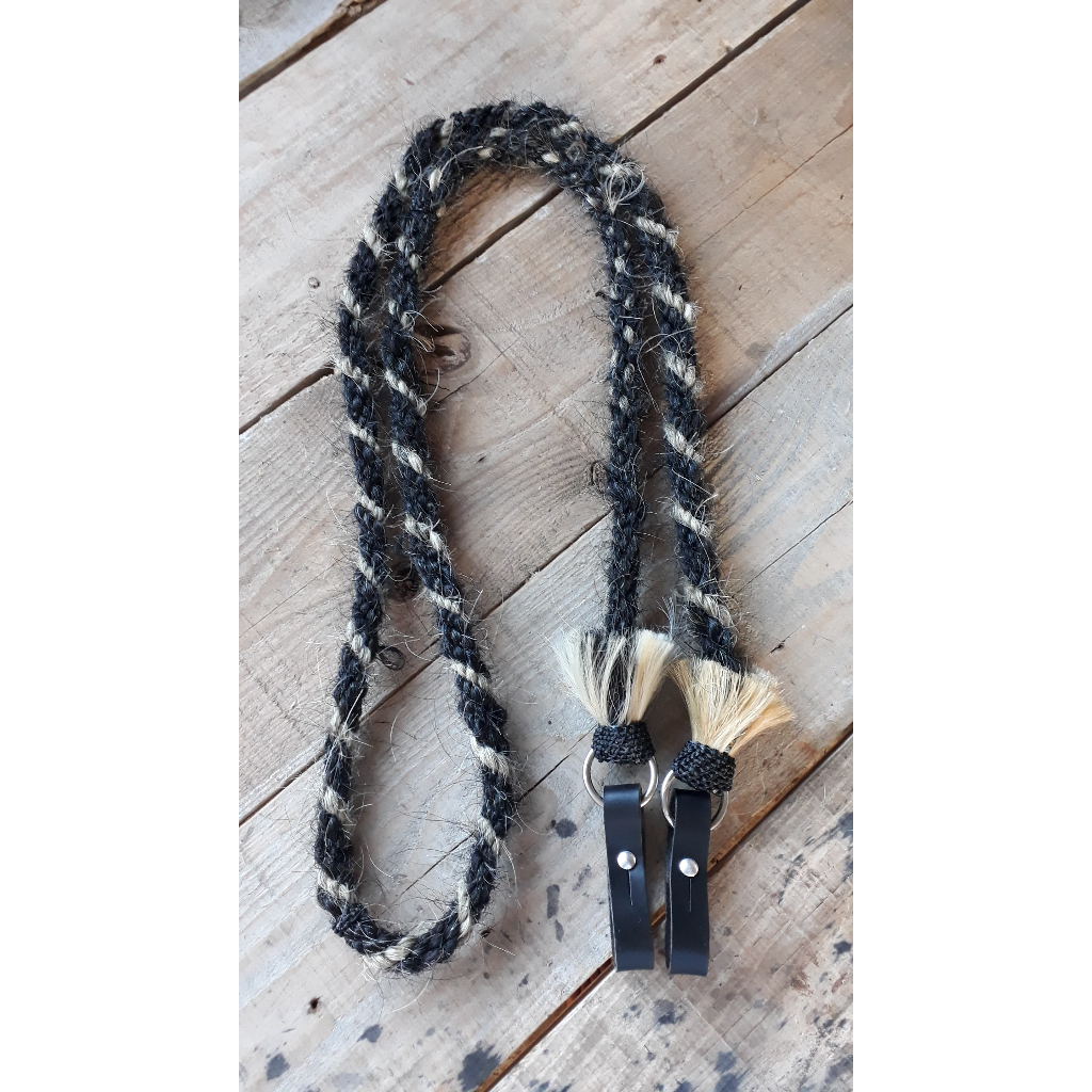 Rédea de Crina de Cabelo de Cavalo Artesanal com Biqueiras de Couro Legítimo