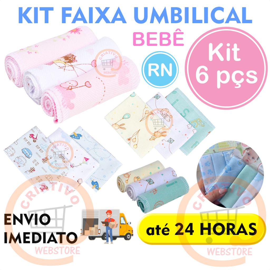 Kit 6 Faixa de Umbigo para Bebê Recém Nascido Faixa Umbilical Infantil em Oferta na Shopee