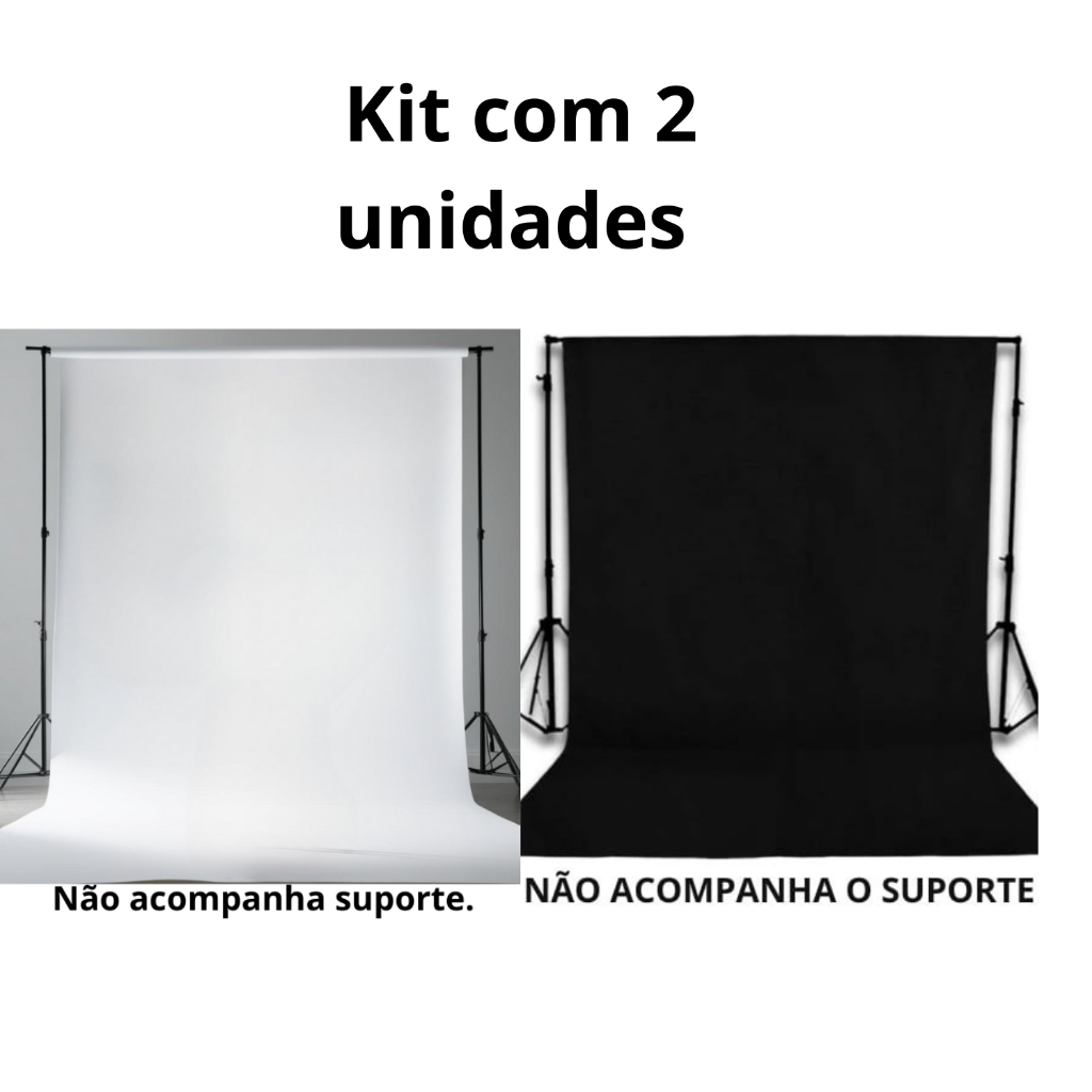 Kit com duas unidade de fundo infinito fotográfico em tecido oxford cores preto e branco.
