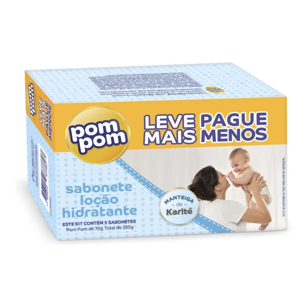 Kit Sabonete em Barra Pom Pom Hidratante 80g Leve 5 e Pague 4