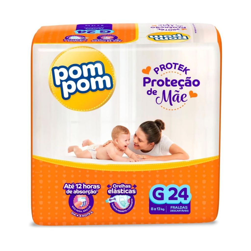 Fralda Pom Pom Derma Protek Jumbo G Com 24 Unidades em Oferta na Shopee