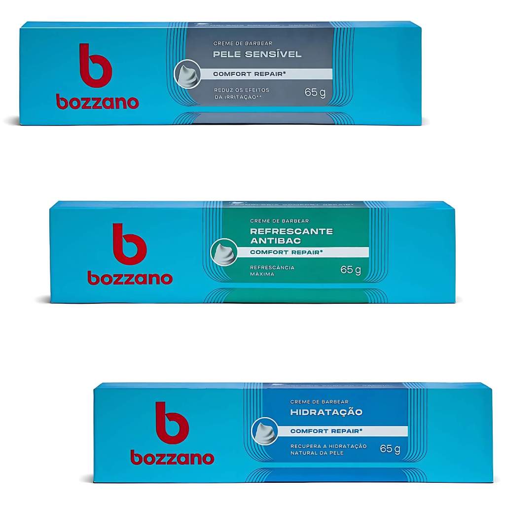 Creme de Barbear Bozzano 65g - Refrescante + Pele Sensível + Hidratação