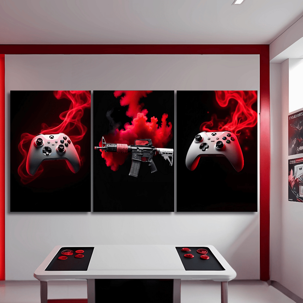 Quadros Decorativos Grande Gamer Controle Jogos Estilo Moderno Sala Quarto