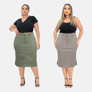 KIT 2 SAIAS PLUS SIZE CINTURA ALTA COM ELASTANO DO 46 AO 60 em Oferta na Shopee