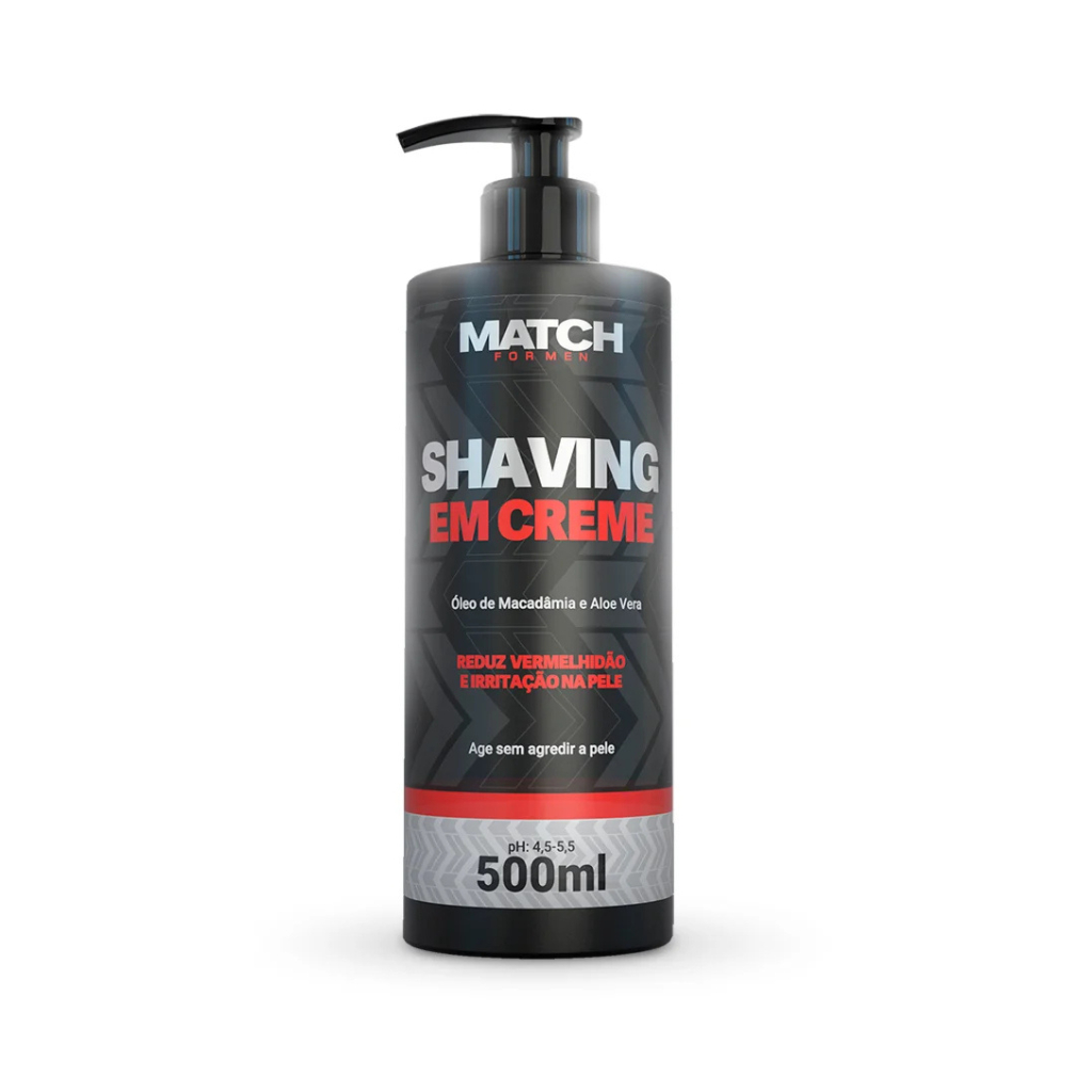Shaving em Creme Ideal para Fazer Barba Pezinho E Navalhado Ação Hidratante & Refrescante Match ForMen (500ml)