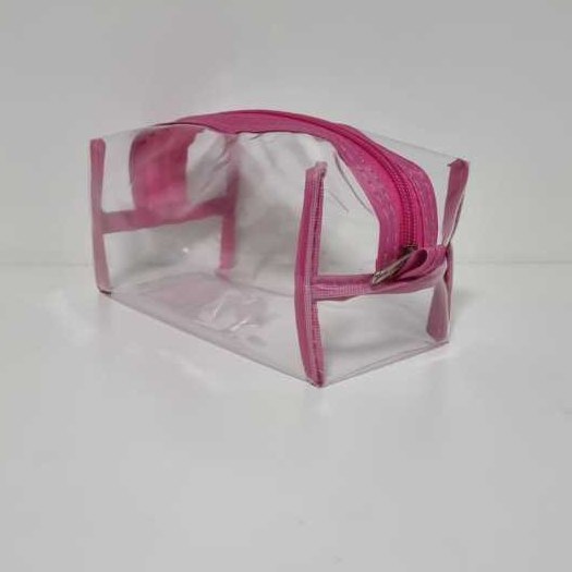 Necessaire Estojo 10 Peças Plástico Cristal Transparente Ziper Varias Cores Multiuso em Oferta na Shopee