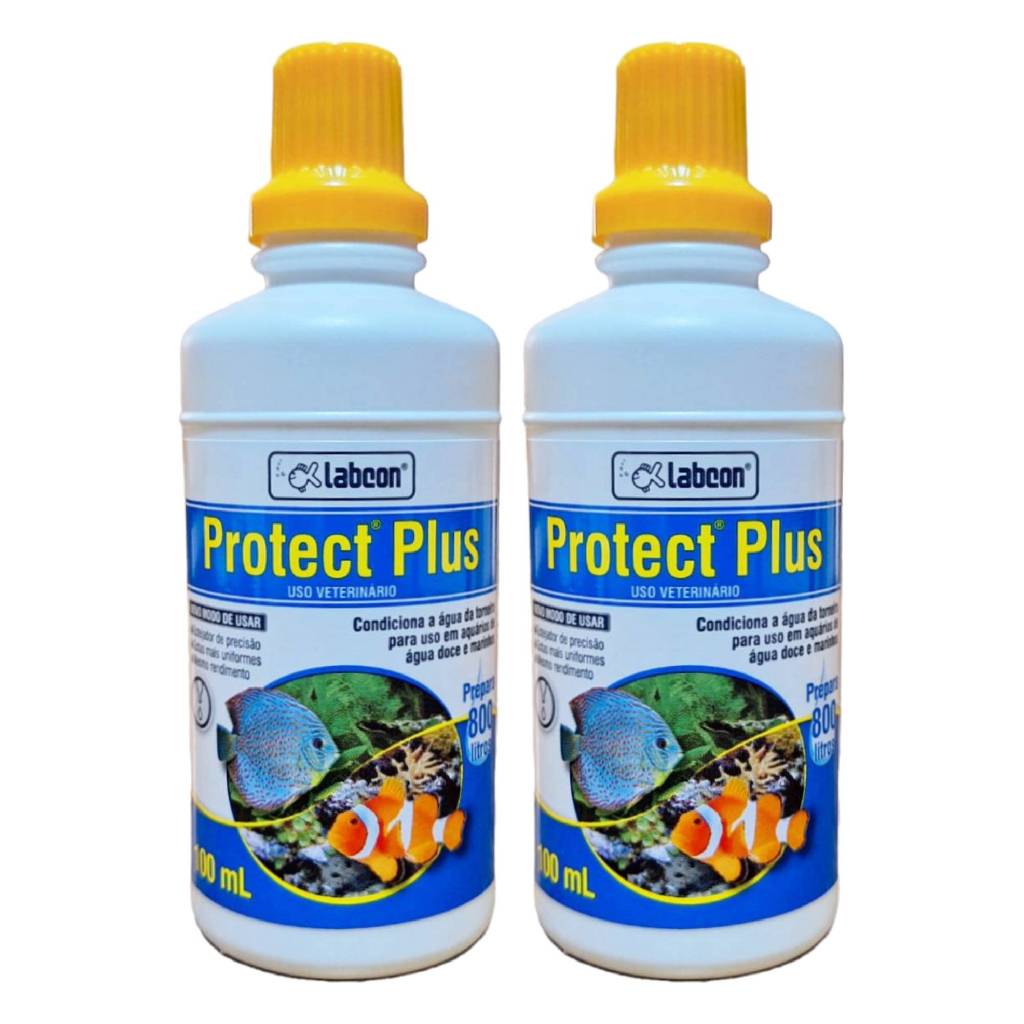 Kit 2 Condicionador de Água e Anti Cloro Para Aquário Alcon Labcon Protect Plus 100ml