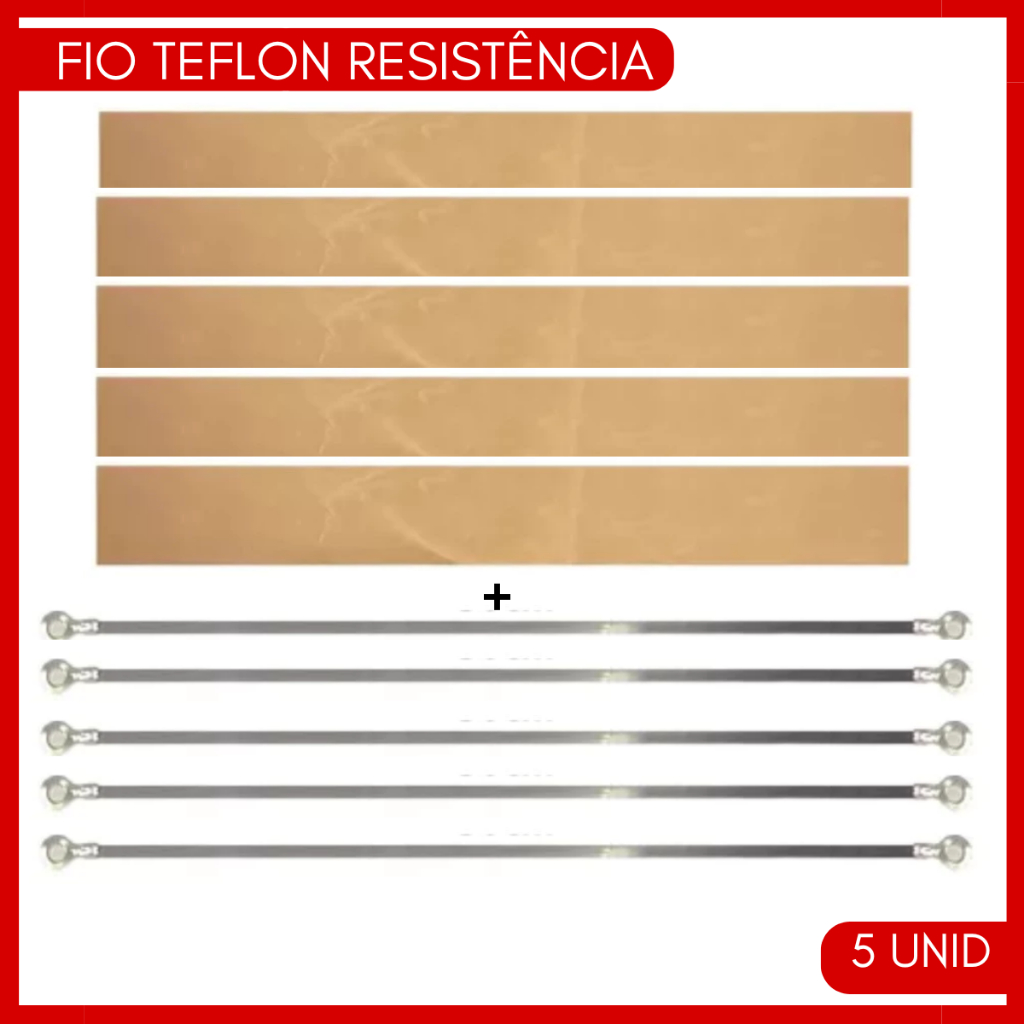 Kit 5 Fio Teflon Refil Resistência P/ Seladora Manual 30x3cm
