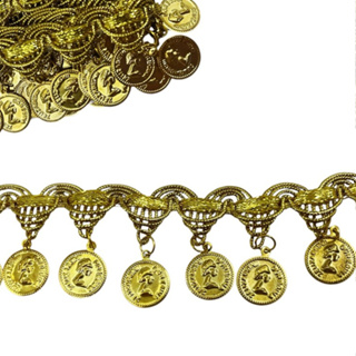 Passamanaria Com Moeda Cigana Ventre Galão Ouro 1 Metro 3CM em Oferta na Shopee