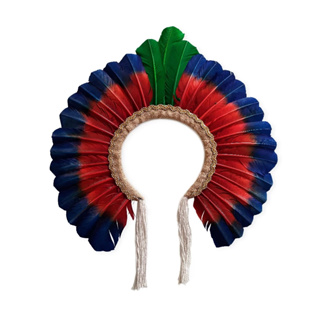 Penacho De Penas Coloridas- Cocar Indígena em Oferta na Shopee