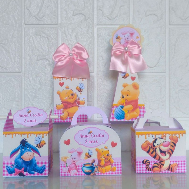 KIT CAIXAS  URSINHO POOH MENINA PERSONALIZADAS | LEMBRANCINHAS |FESTAS | ANIVERSARIO | CAIXAS PERSONALIZADAS