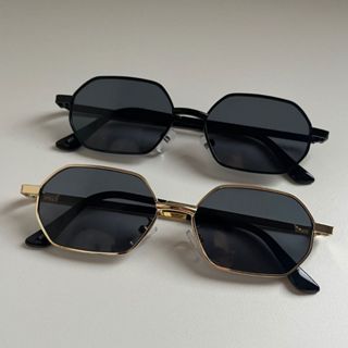 Óculos de Sol Hexágono Hexagonal Retro Preto Feminino e Masculino Proteção UV400 em Oferta na Shopee