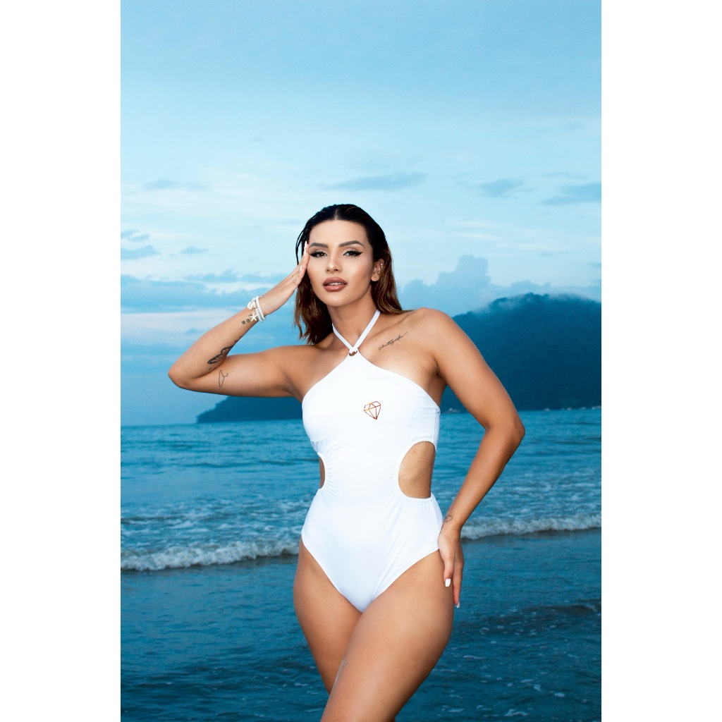 Maiô com bojo no tecido suplex com estampa refletiva moda praia moda verão promoção