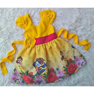 Vestido Infantil Temático Simples a Bela e a Fera