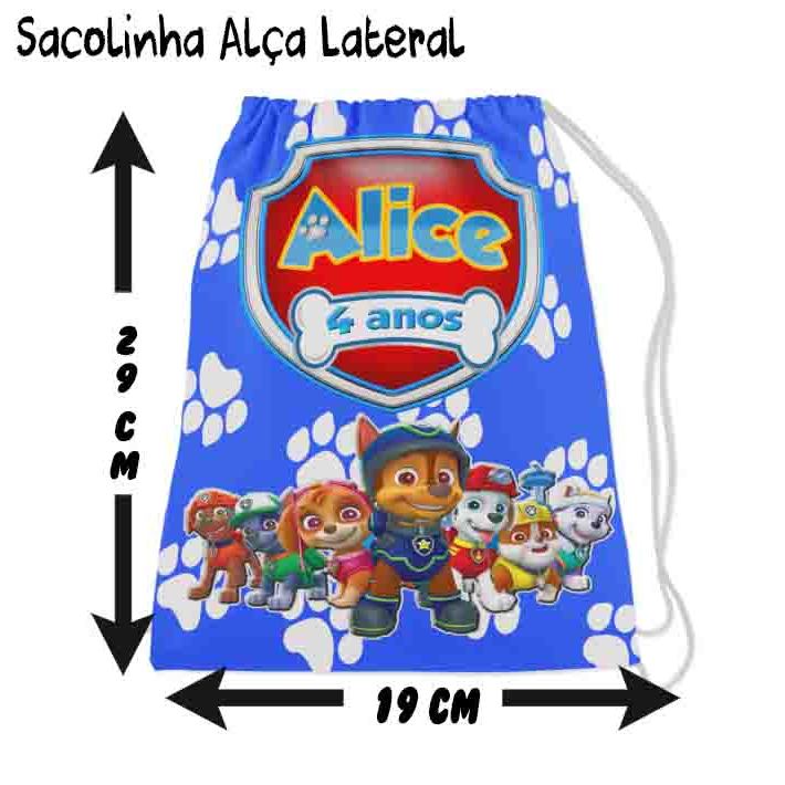 Kit Mochilinha Sacolinha Mochila Saco Sacochila Saquinho Lembrancinha Brinde Aniversario Personalizadas Patrulha Canina