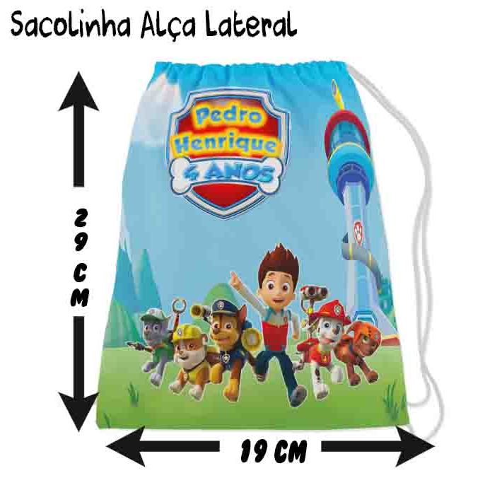 Kit Mochilinha Sacolinha Mochila Saco Sacochila Saquinho Lembrancinha Brinde Aniversario Personalizadas Patrulha Canina