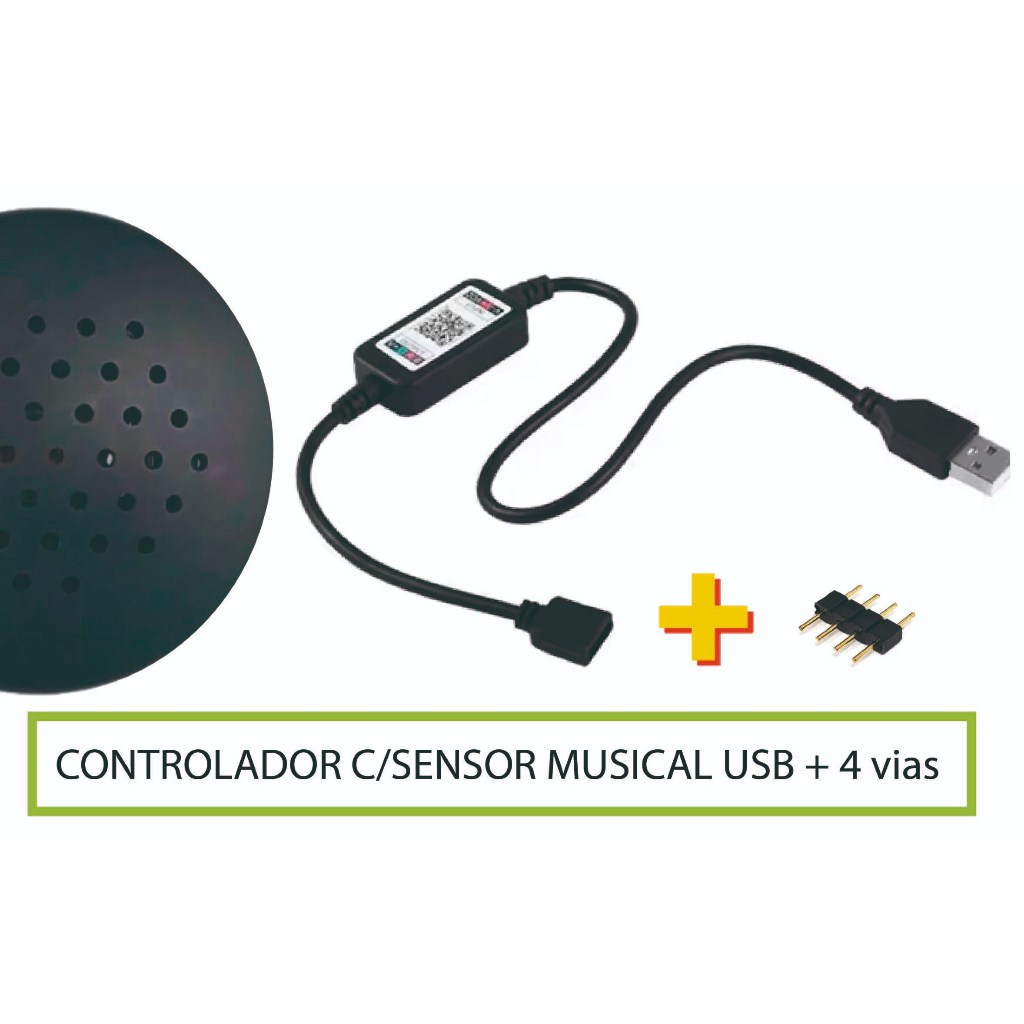 Smart Controlador Central Controladora USB Bluetooth p/Fita Led 3528 5050 + Conector 4 vias