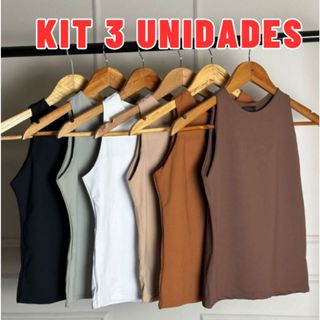 KIT 3 Regatas Blusinha Basica Casual Blusa Feminina Suplex Duplo Blogueira Tendencia em Oferta na Shopee