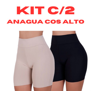 Kit 2 Short Anágua Modeladora Cintura Alta Segunda Pele Térmica Cos Alto Maternidade em Oferta na Shopee