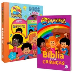 Kit 2 Livros Infantis | Bíblia para crianças 3 Palavrinhas + Box com 6 Minilivros 3 Palavrinhas Deus é amor