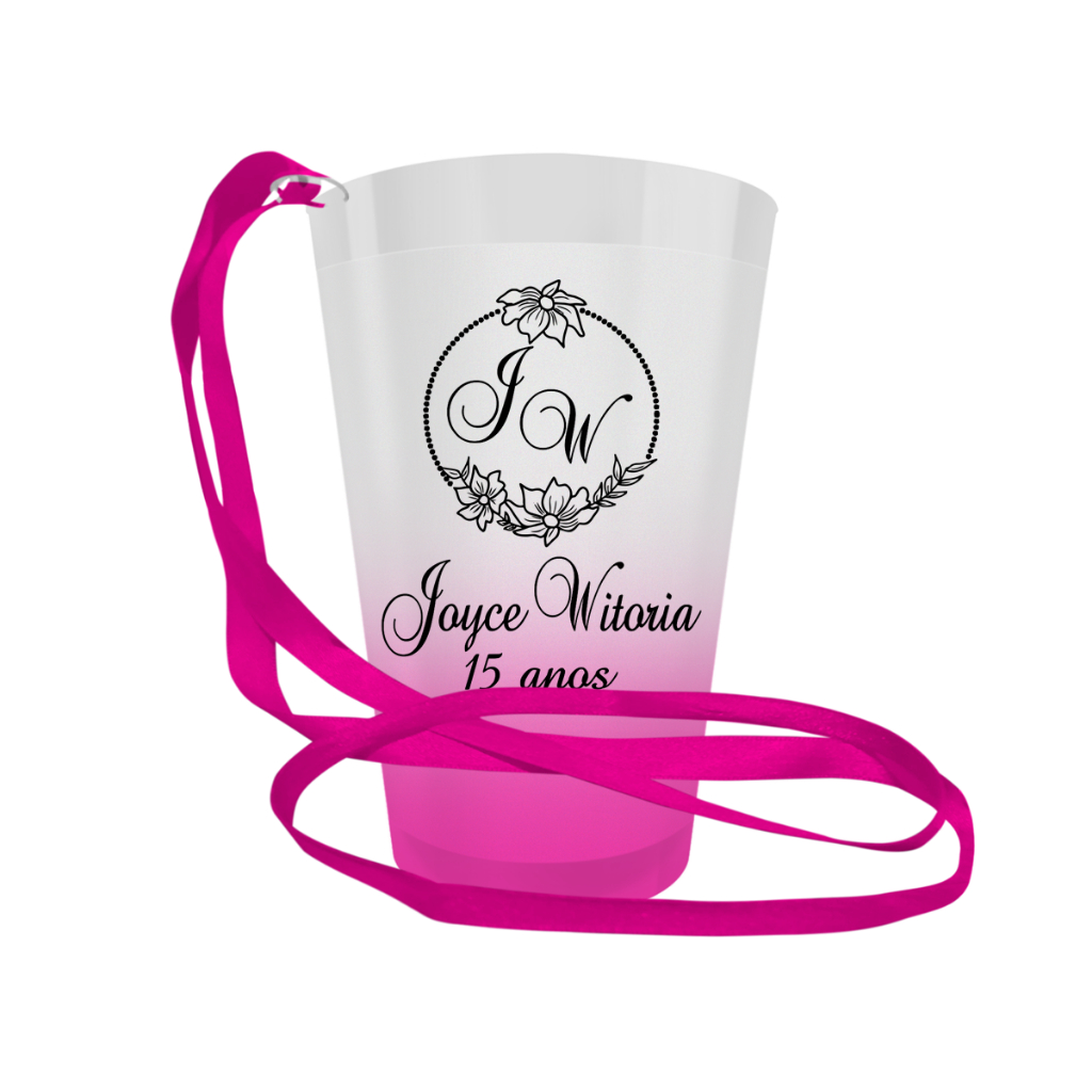 20 Copos ECOLOGICOS  Personalizados Com Cordinha - ARTE PRETA - Capacidade de 500ml em Oferta na Shopee