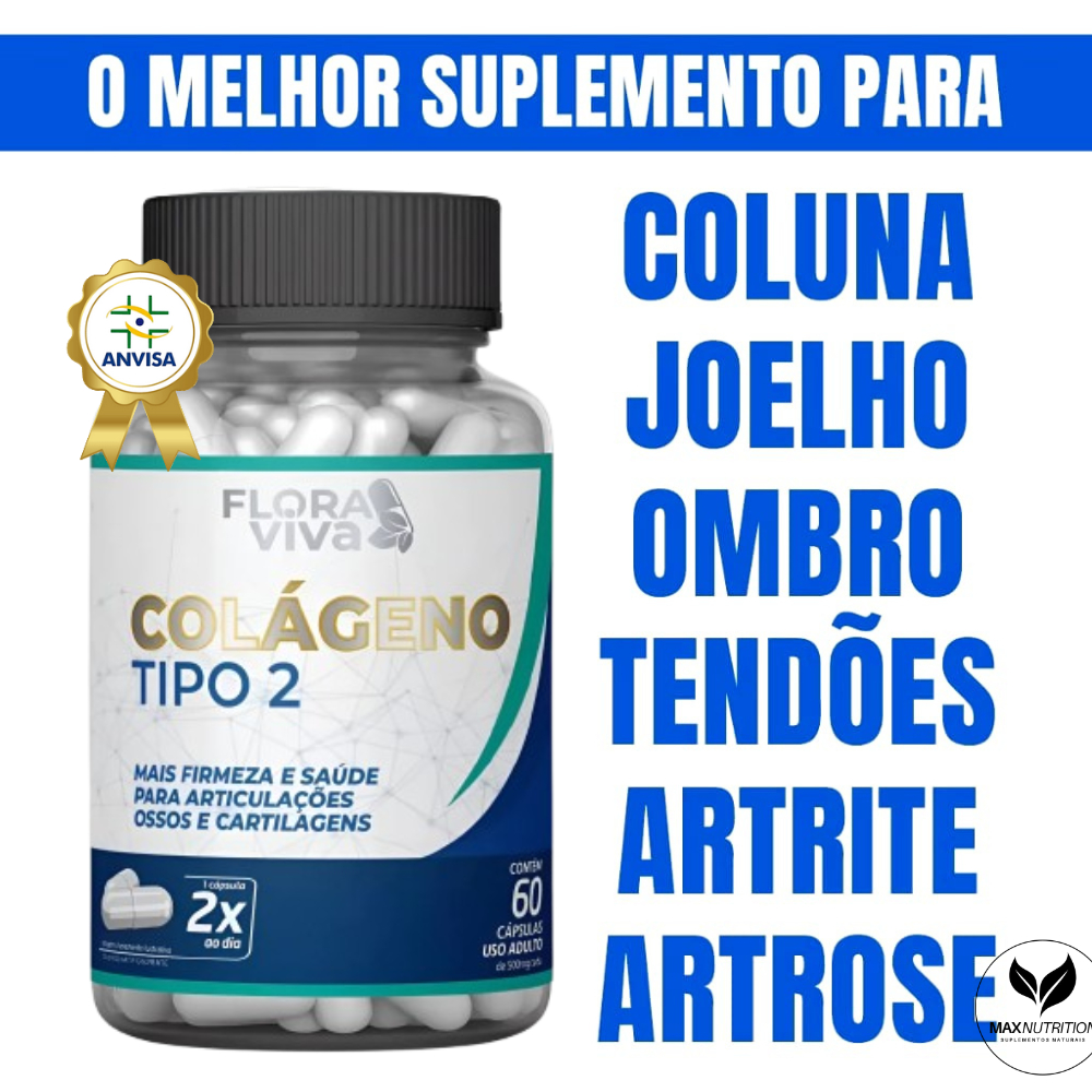 colageno tipo 2  - 60 Cápsulas - Fortalece Articulações, Pele, cabelo e unhas  - Não Desnaturado em Oferta na Shopee