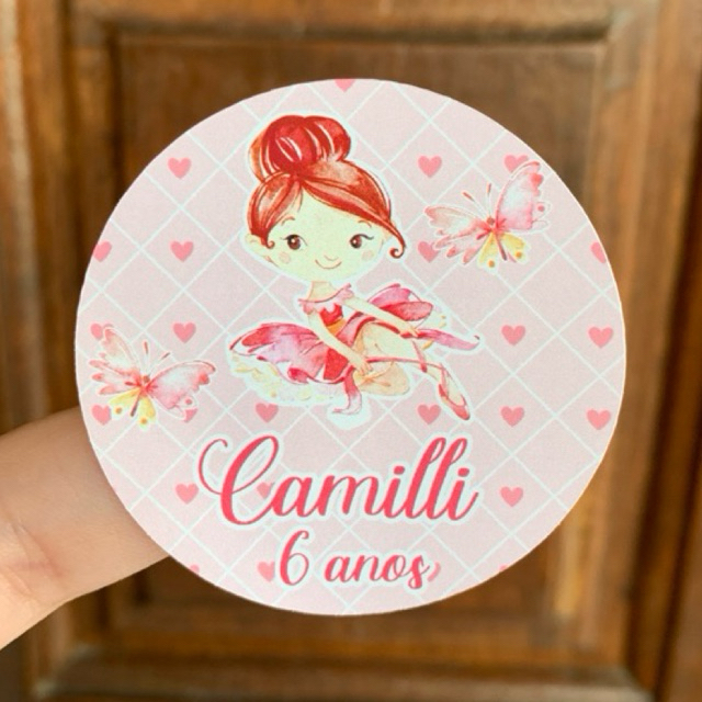 Adesivos Personalizados Bailarina 5x5cm para Lembrancinhas Festa Aniversário
