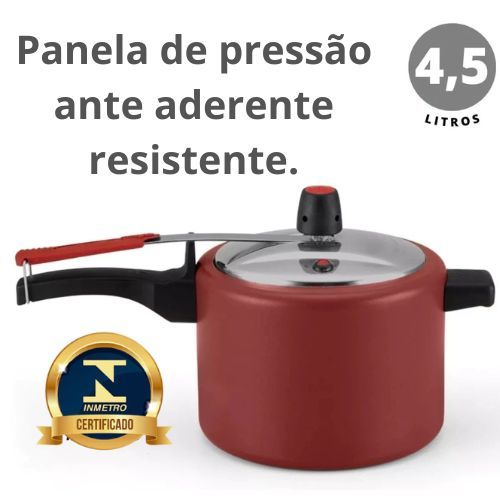 Panela De Pressão Cozinha Feijão Antiaderente Teflon 4,5l Selo Inmetro