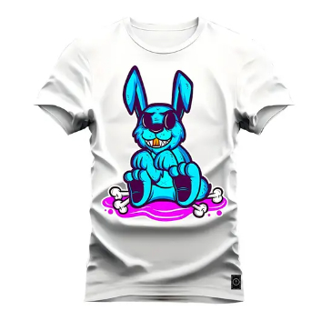 Camiseta Coelhão Estampada Confortável Tecido Premium 100% Algodão