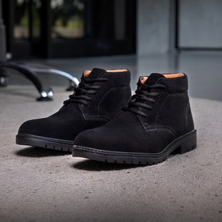Botas Bota Coturno Masculino Casual Cabedal em Couro Camurça Sola Leve Borracha Macia Preto e Marrom