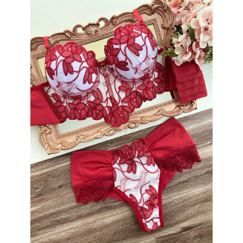 lingerie sexy luxo, lingerie cropped de tule bordado , lingerie super luxo top de renda sexy (Pamela) em Oferta na Shopee