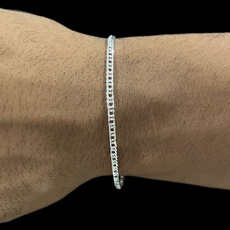 Pulseira Masculina Prata lacraia 2.5mm Banhado A Prata 925