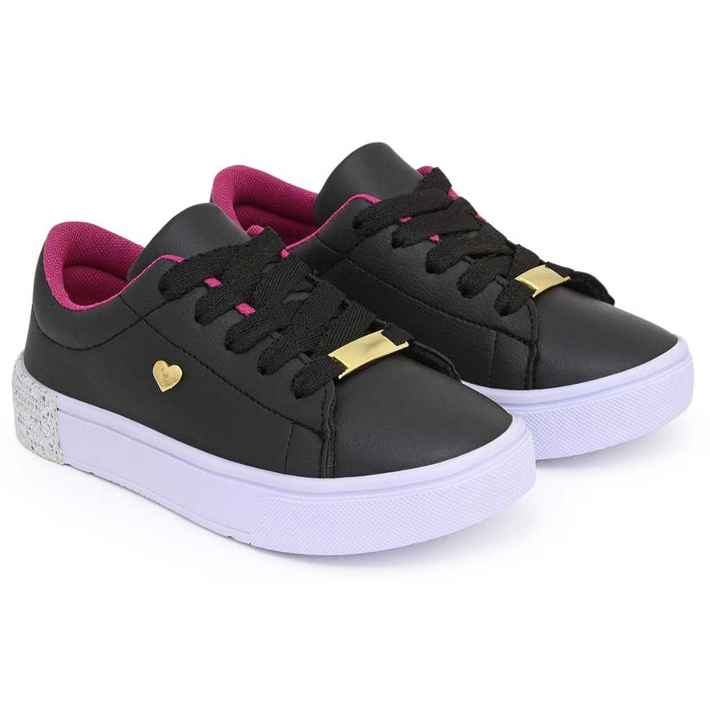 Kit 2 Pares Tênis Infantil Feminino Cofortável Casual Escolar Colegial Leve