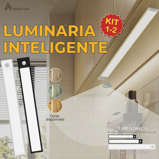 Smart Luminária Inteligente Ultra LED com sensor de movimento sem fio e Recarregável USB fino barra 20/40/60cm