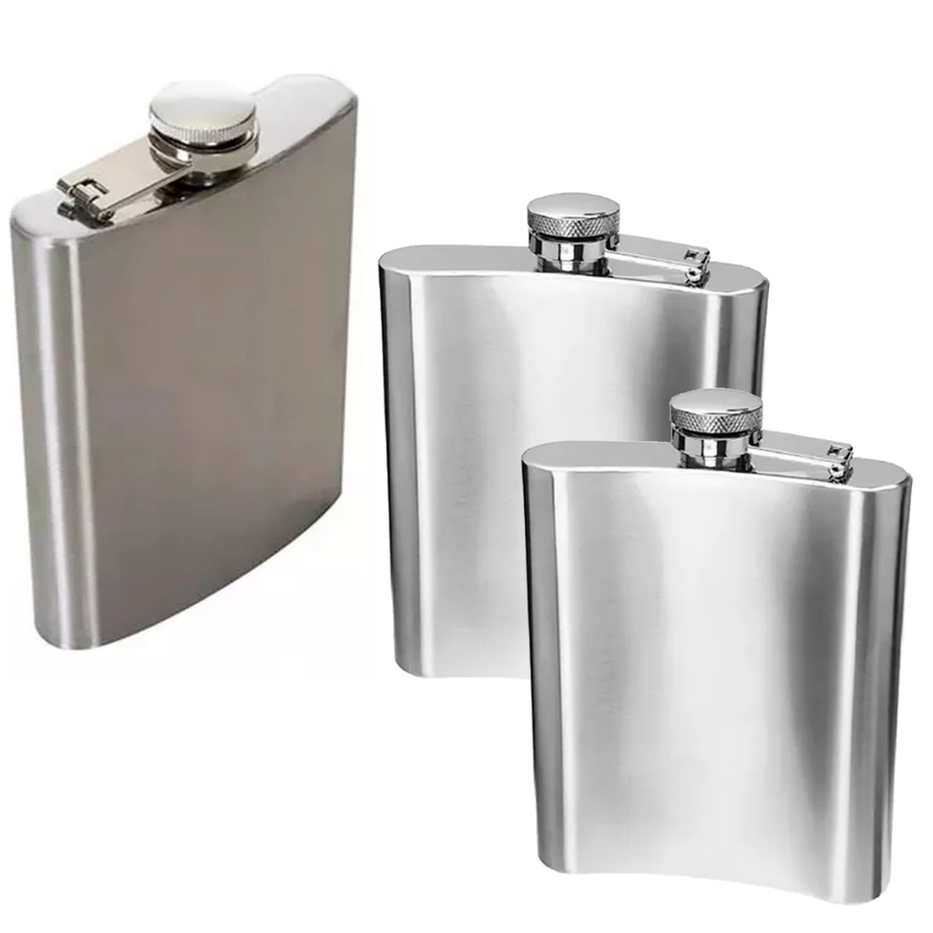 Kit 3 Cantil De Bolso 270ml Aço Inox Porta Bebidas Portátil Top de Linha