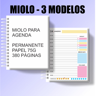 MIOLO AGENDA PERMANENTE PLANNER PERSONALIZADO 2025 em Oferta na Shopee